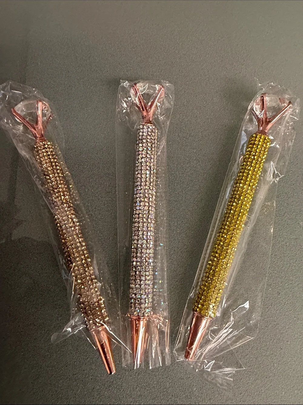 3 Rhinestone Crystal Dotting Pens - Gold, Rose Gold & Silver with refillable ink